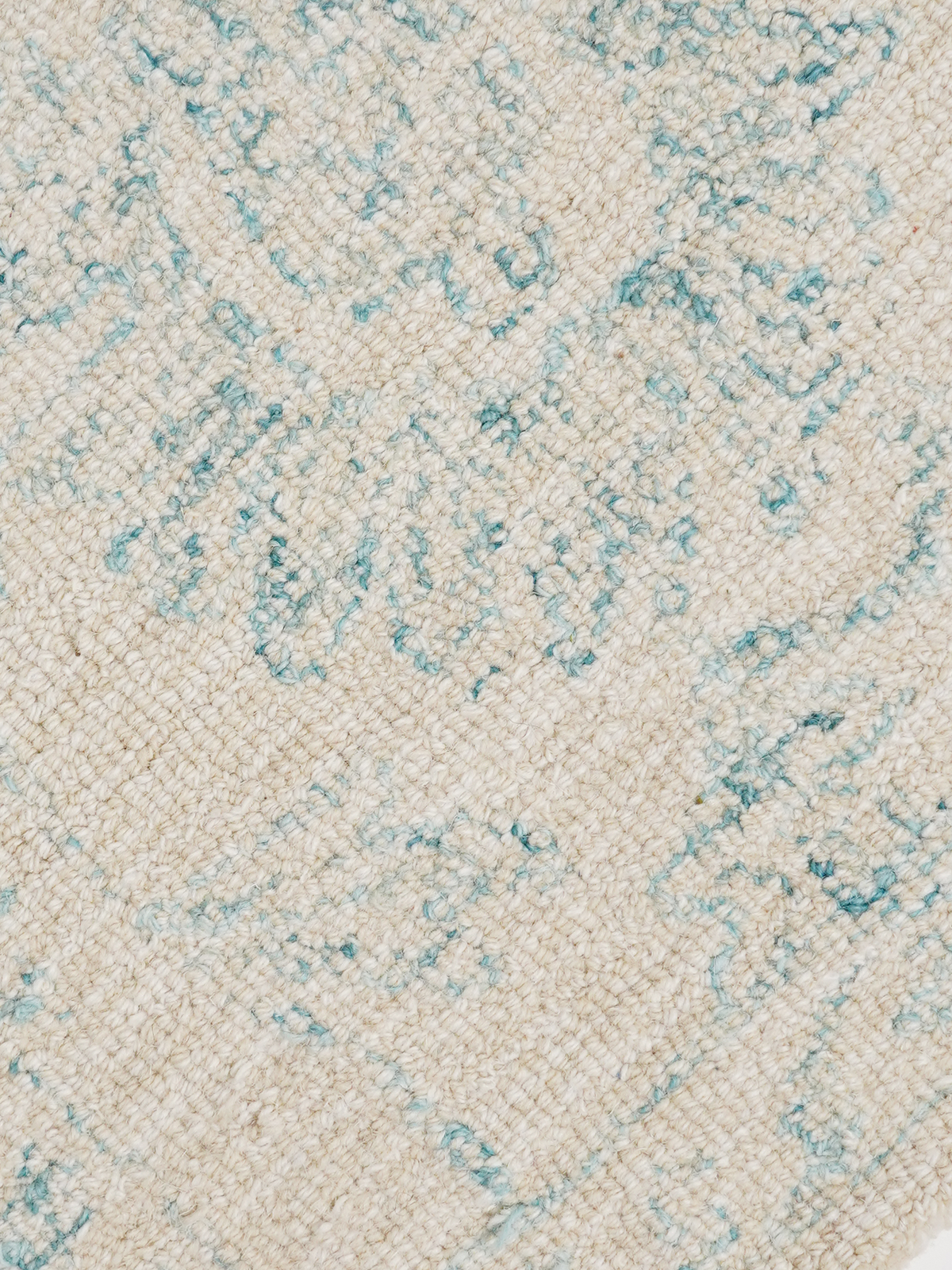 Rug in Wool and Cotton Blend, Hand-Tufted with Floral Persian Pattern