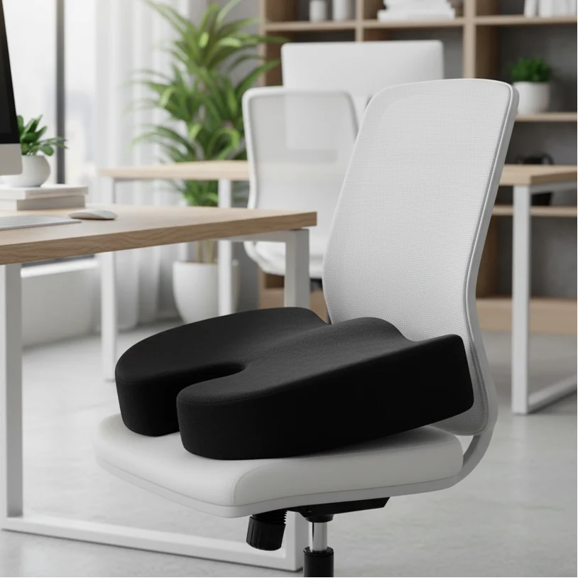 Seat Cushion in Memory Foam, Ergonomic U-Shape for Pressure Relief