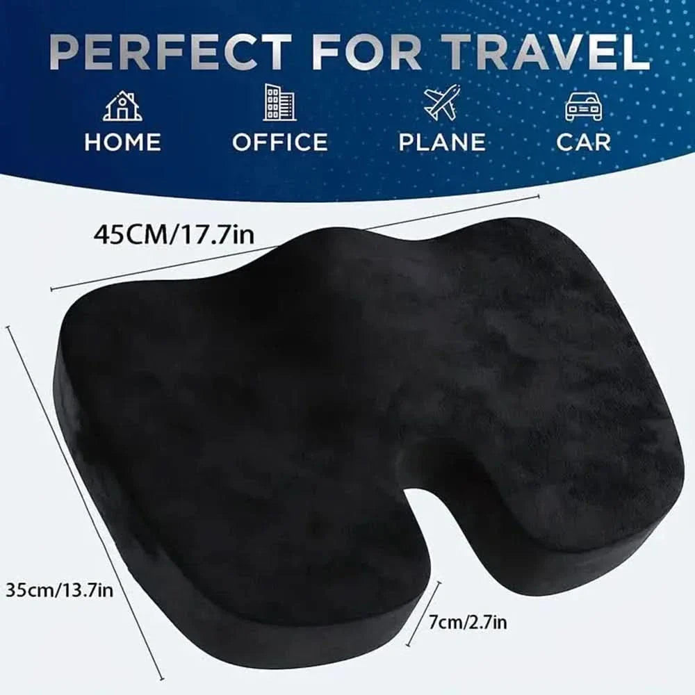 Seat Cushion in Memory Foam, Ergonomic U-Shape for Pressure Relief