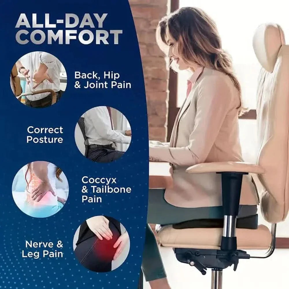 Seat Cushion in Memory Foam, Ergonomic U-Shape for Pressure Relief
