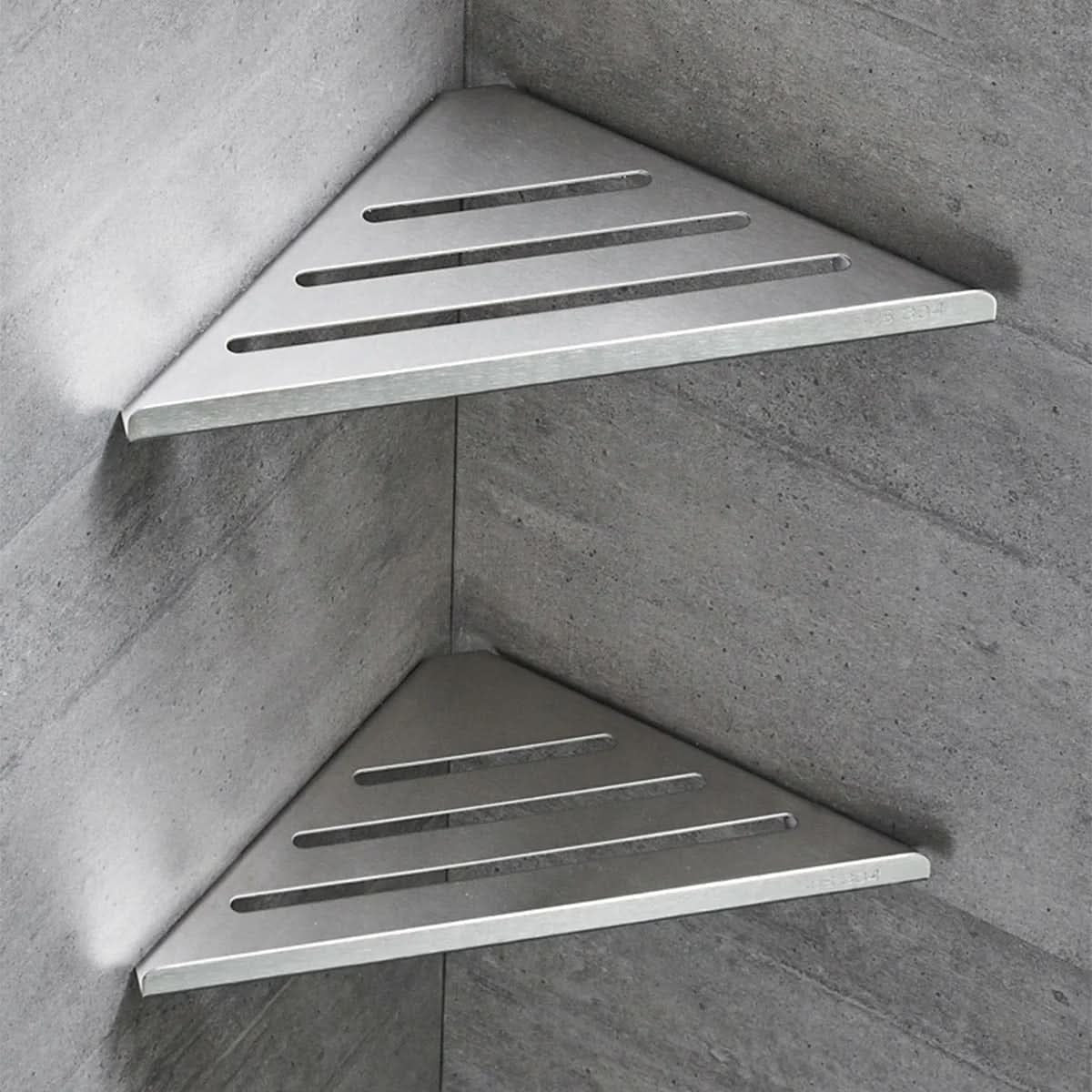 Shower Caddy, Triangular Corner Shelf with Raised Front Edge