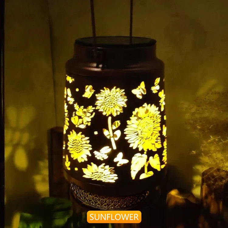 Solar Lights, Weatherproof Metal Lantern with Warm LED Light