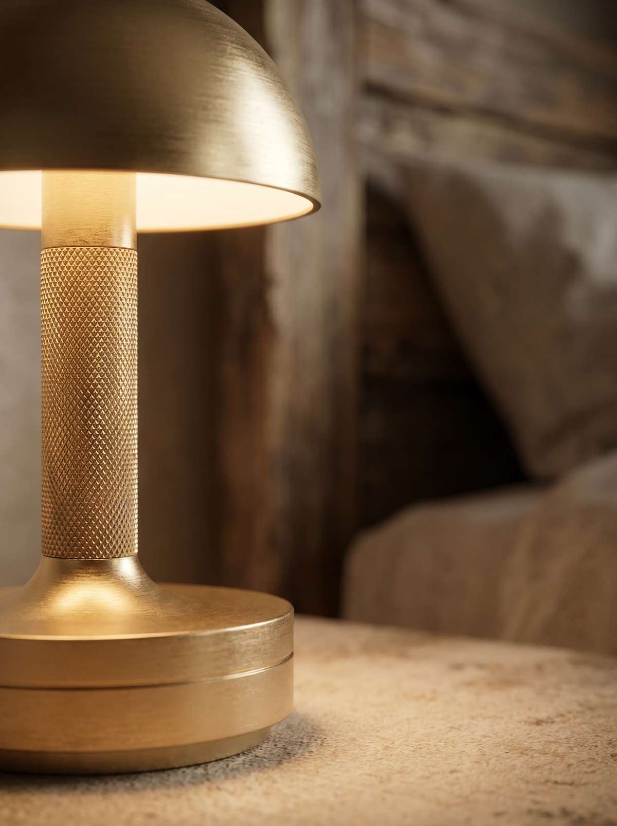 Table Lamp in Aluminium, Cordless Rechargeable LED with Touch Dimming