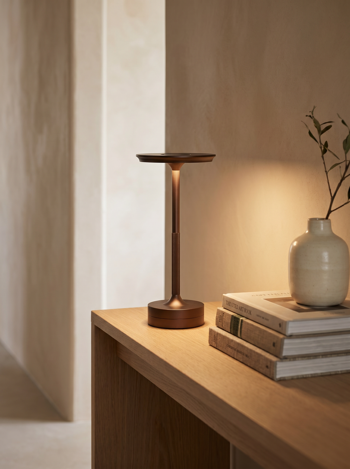 Table Lamp in Aluminium, Cordless Rechargeable LED with Touch Dimming