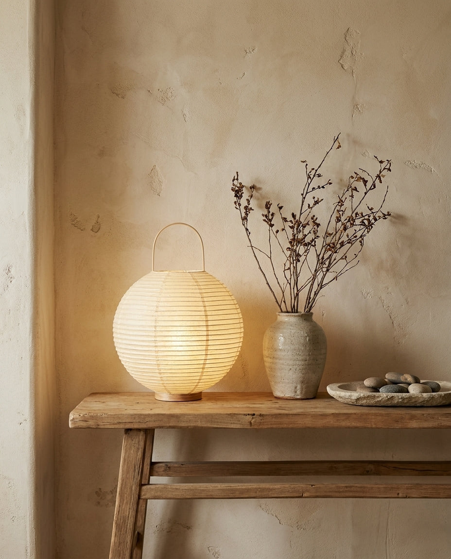 Table Lamp in Cotton Paper, Cordless LED, USB-C Rechargeable