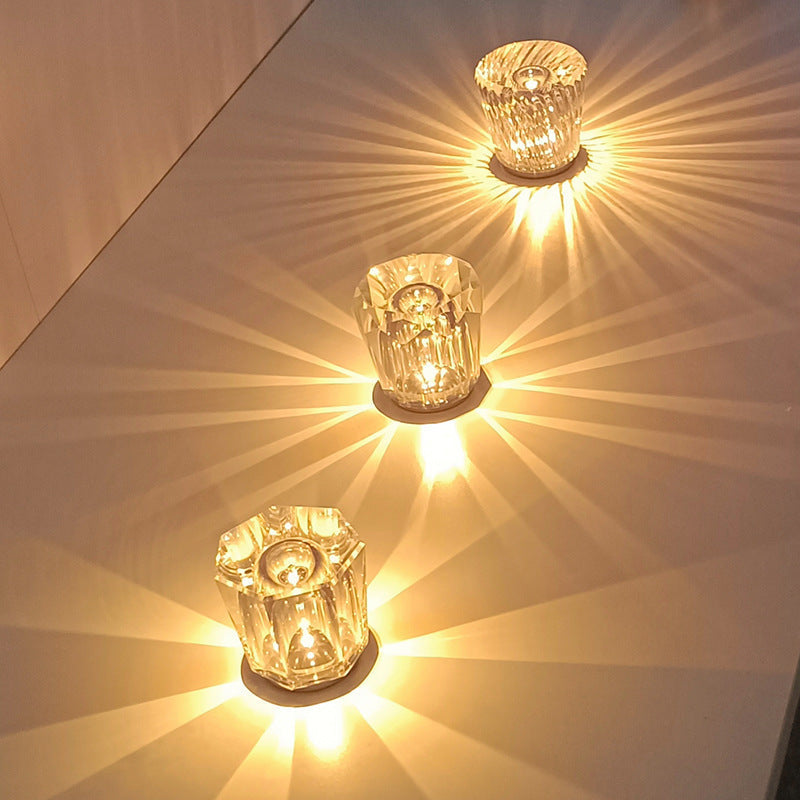 Table Lamp in Cut Crystal Glass, Cordless and Dimmable with Twisted Fluting