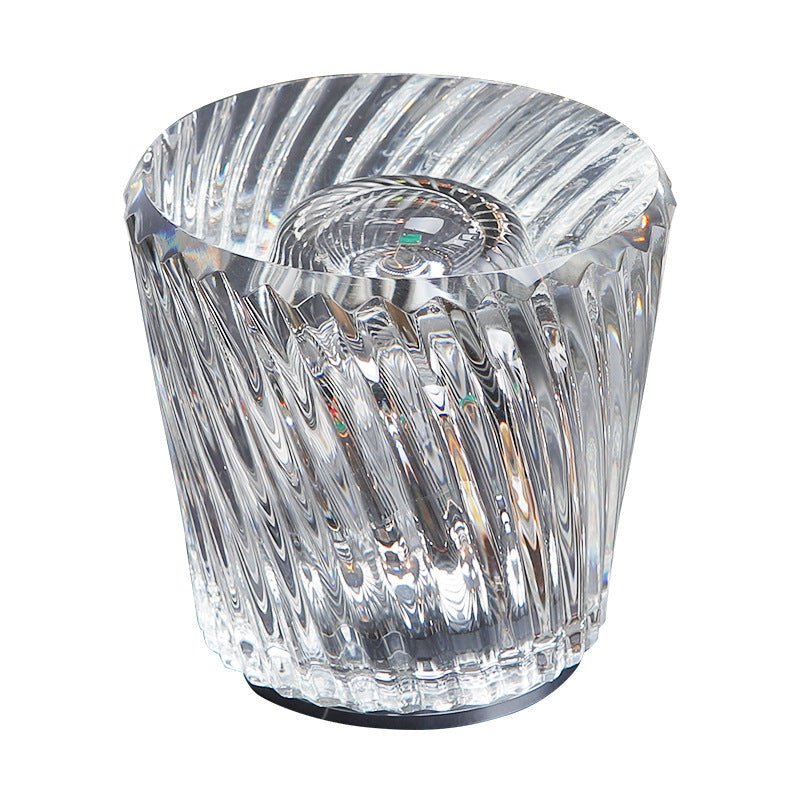 Table Lamp in Cut Crystal Glass, Cordless and Dimmable with Twisted Fluting