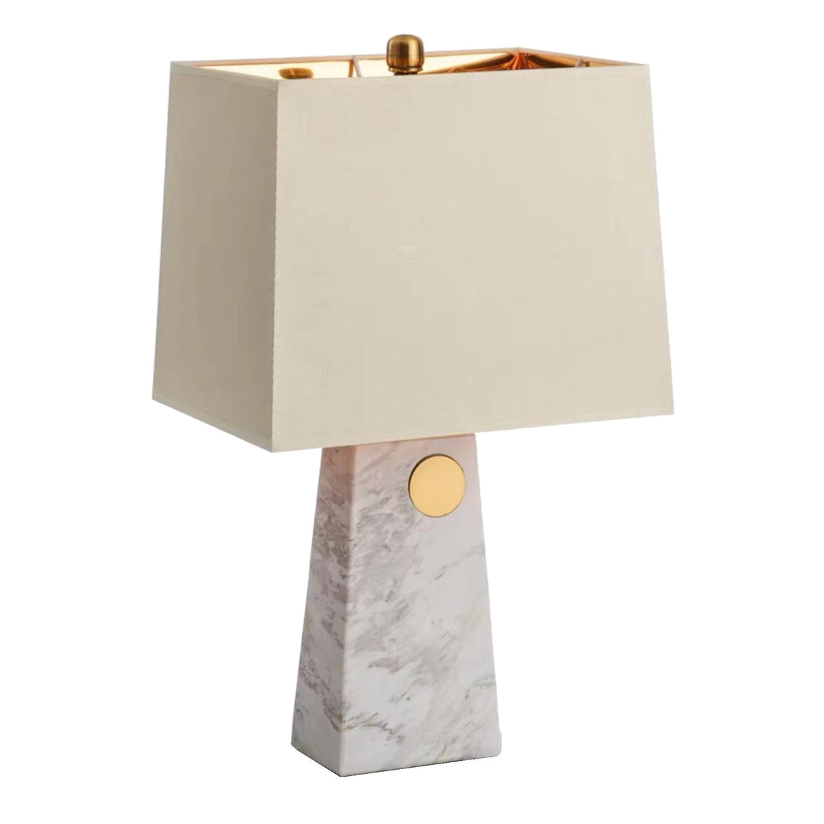 Table Lamp in Marble and Brushed Brass with Fabric Shade, Dimmable