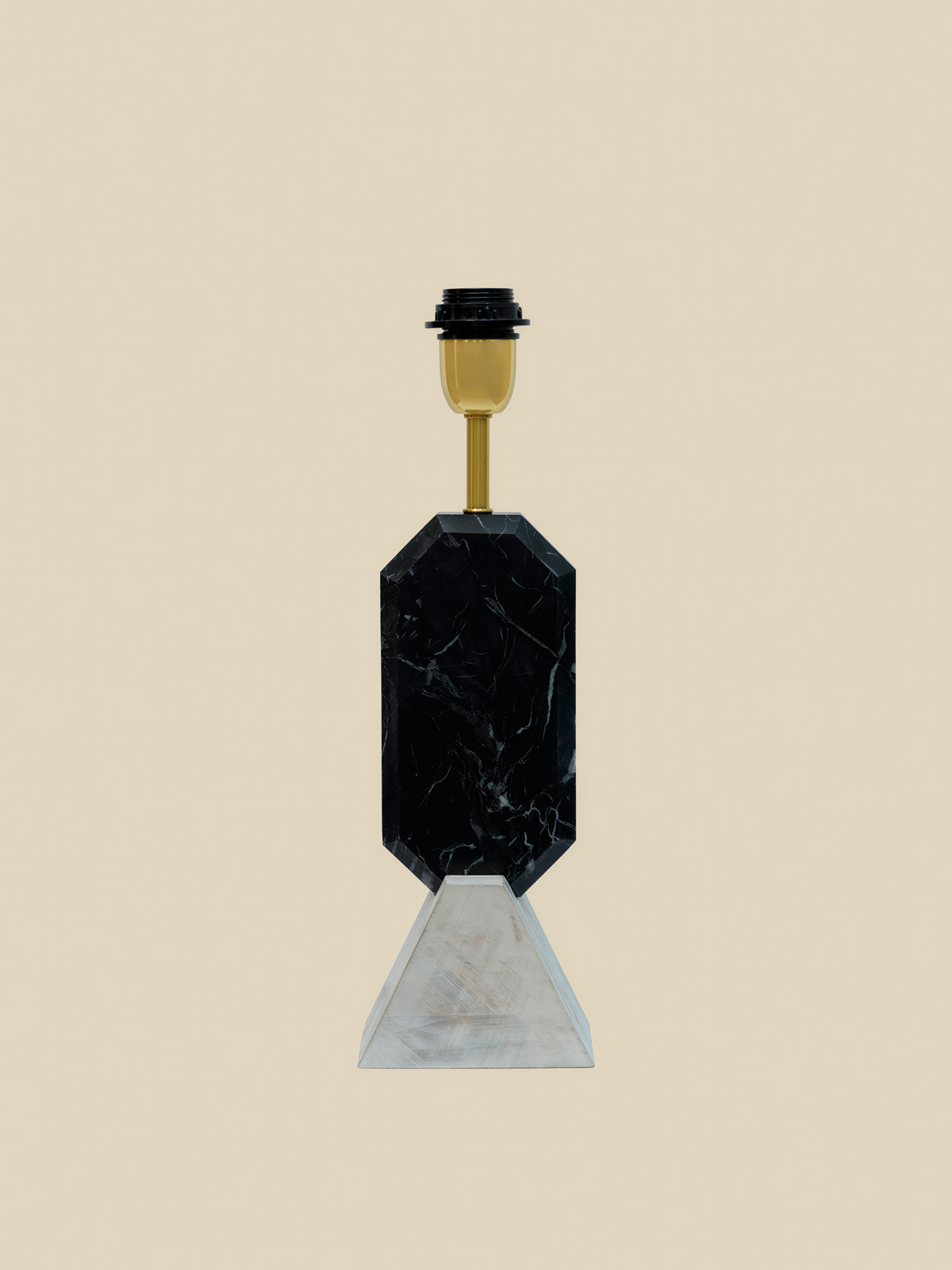 Table Lamp in Marble with Cotton-Linen Shade and Wooden Base