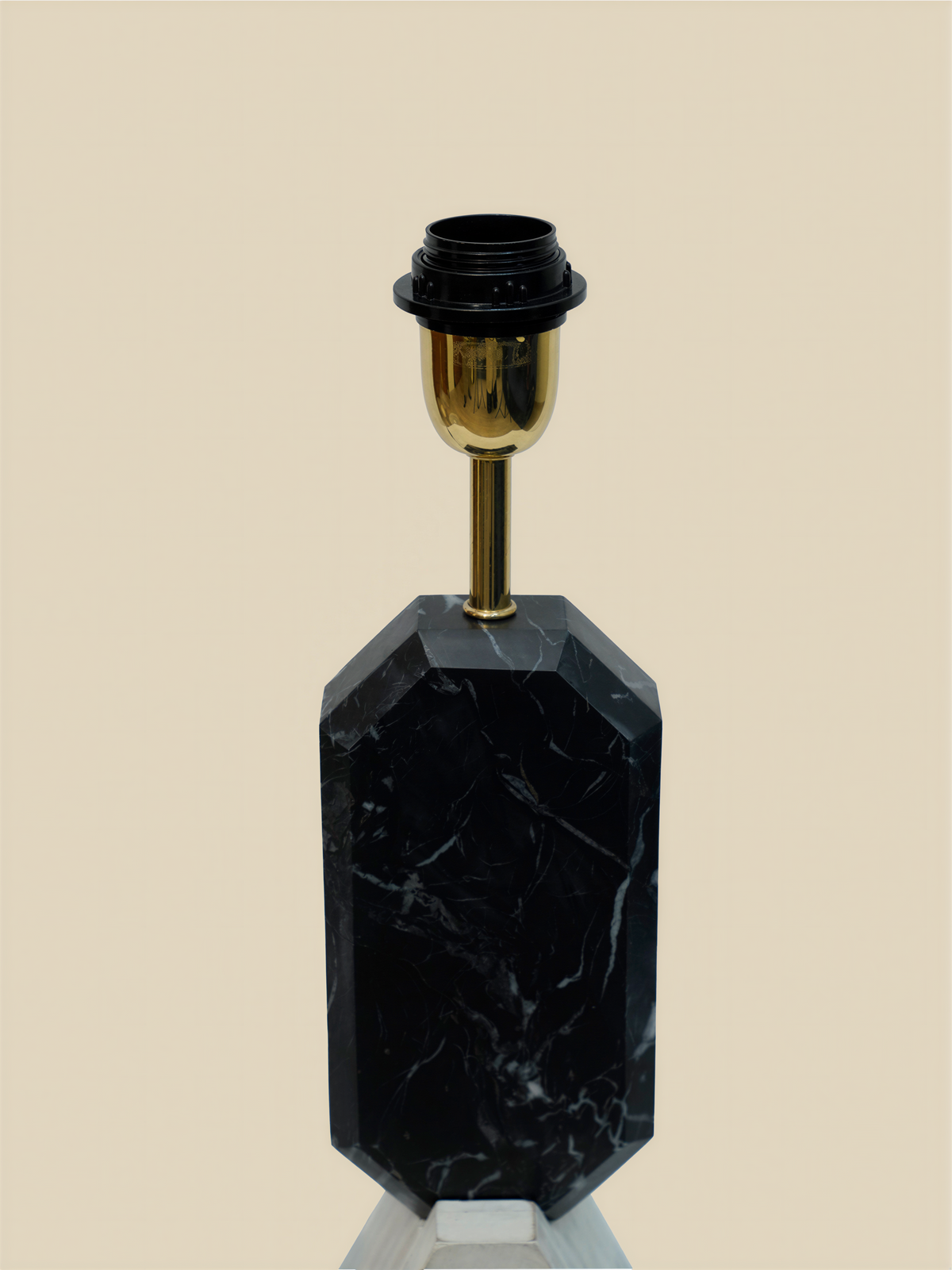 Table Lamp in Marble with Cotton-Linen Shade and Wooden Base