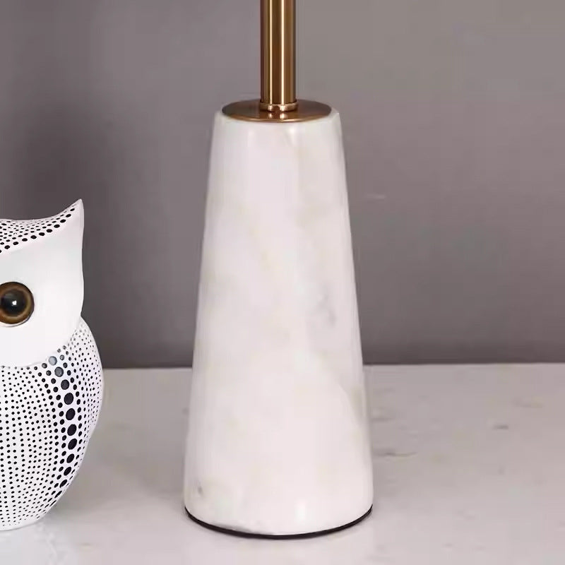 Table Lamp in Marble with Fabric Shade, Dimmable Bedside Lamp