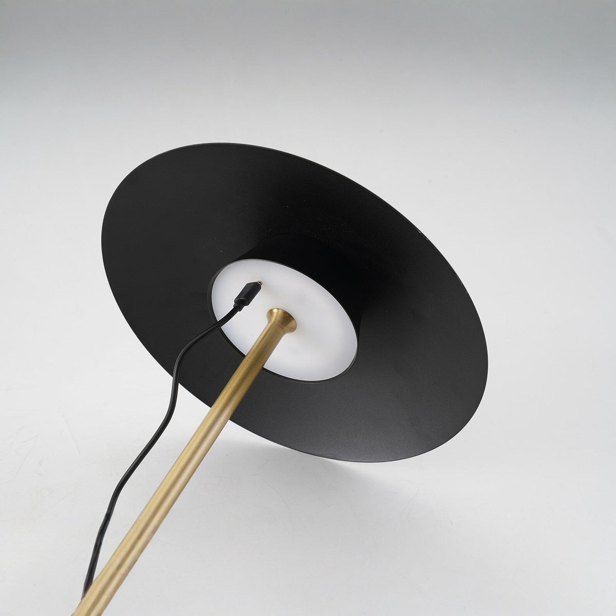Table Lamp with Natural Marble Base, Brushed Brass Stem, Dimmable Light