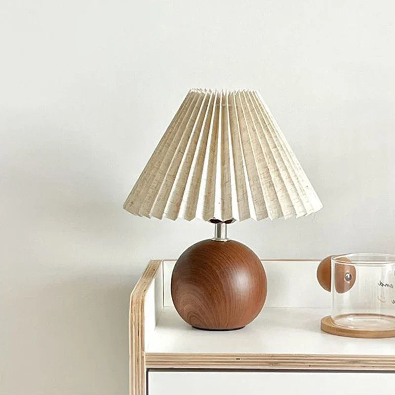 Table Lamp with Pleated Fabric Shade, LED and Three Light Colours