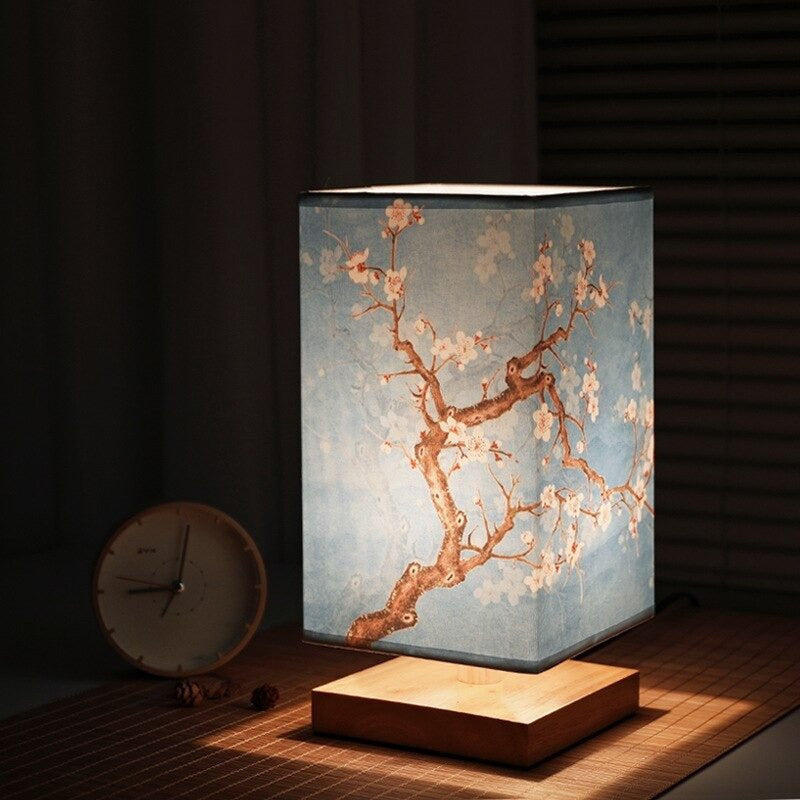 Table Lamp with Rectangular Paper Shade, Soft Warm Light