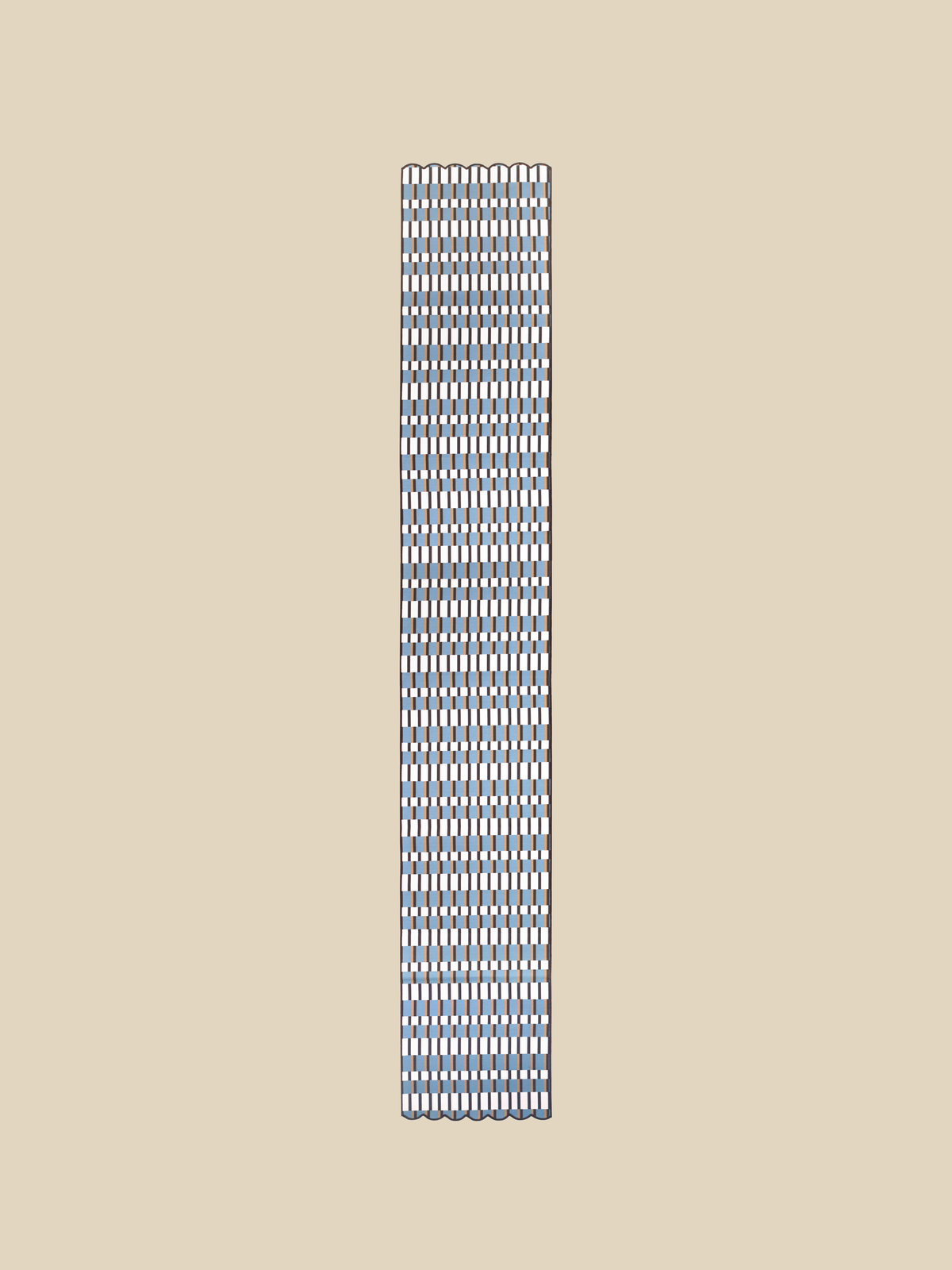 Table Runner in Cotton with Digital Check Print and Scalloped Ends