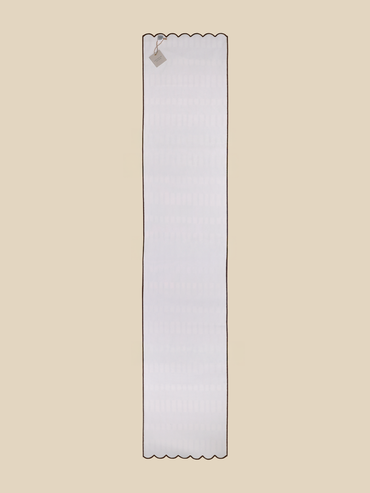 Table Runner in Cotton with Digital Check Print and Scalloped Ends