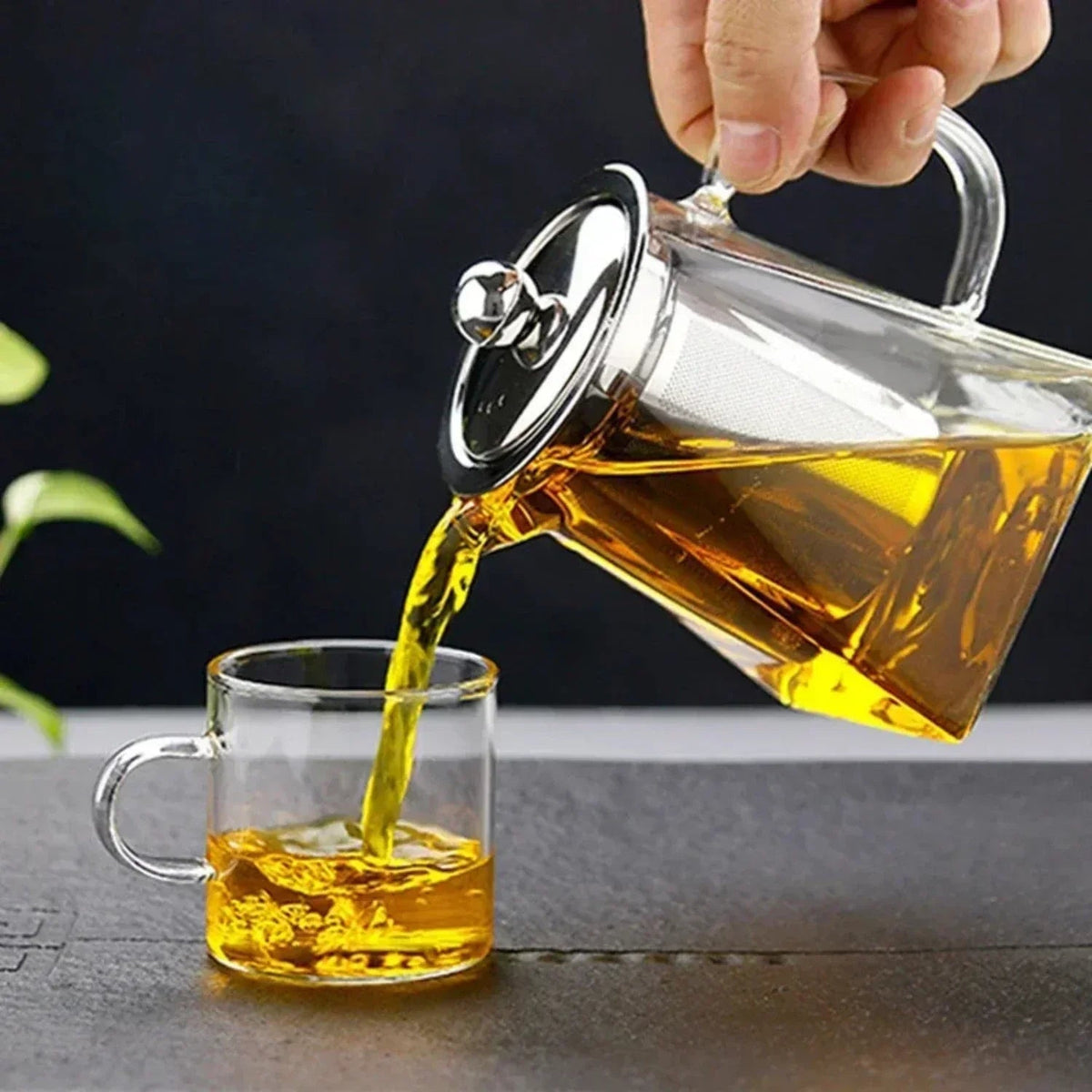 Teapot in Heat-Resistant Glass with Removable Infuser, Square Shape