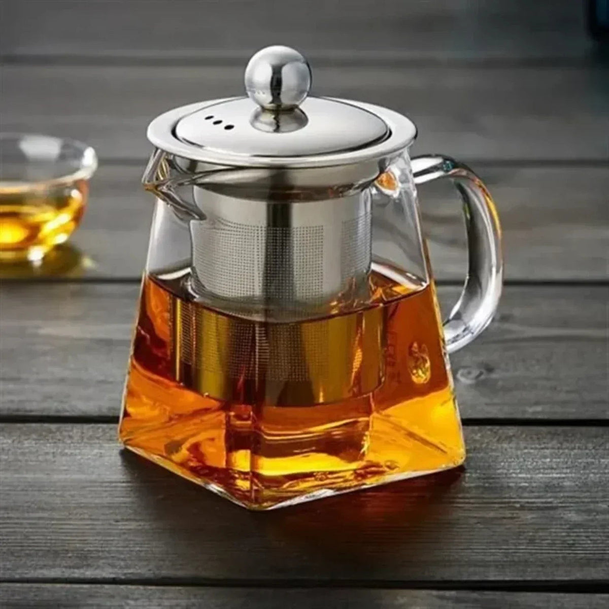 Teapot in Heat-Resistant Glass with Removable Infuser, Square Shape