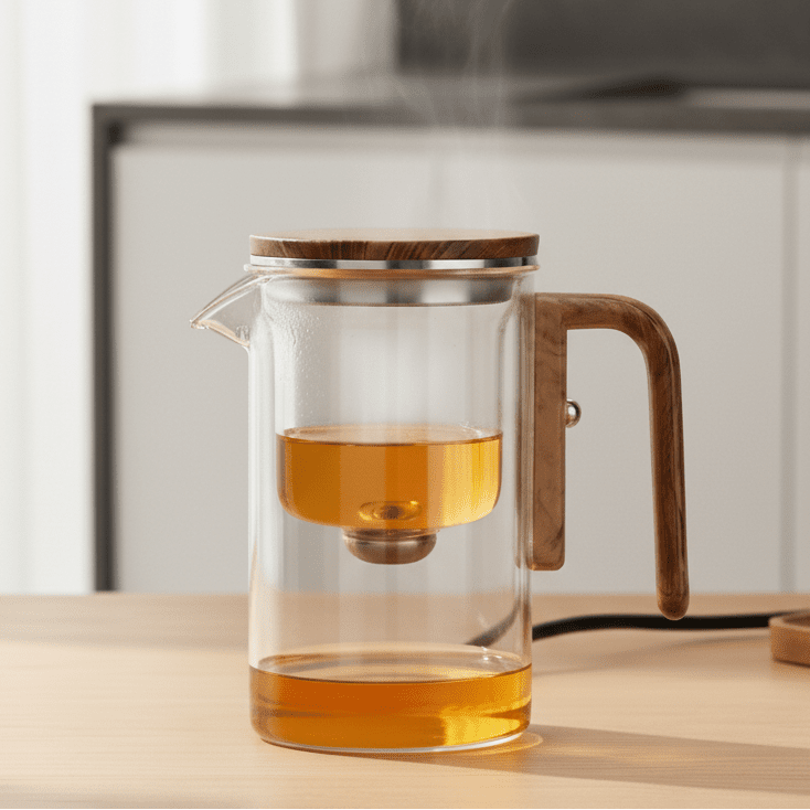 Teapot with Stainless Steel Filter, Heat-Resistant Body and Drip-Free Spout