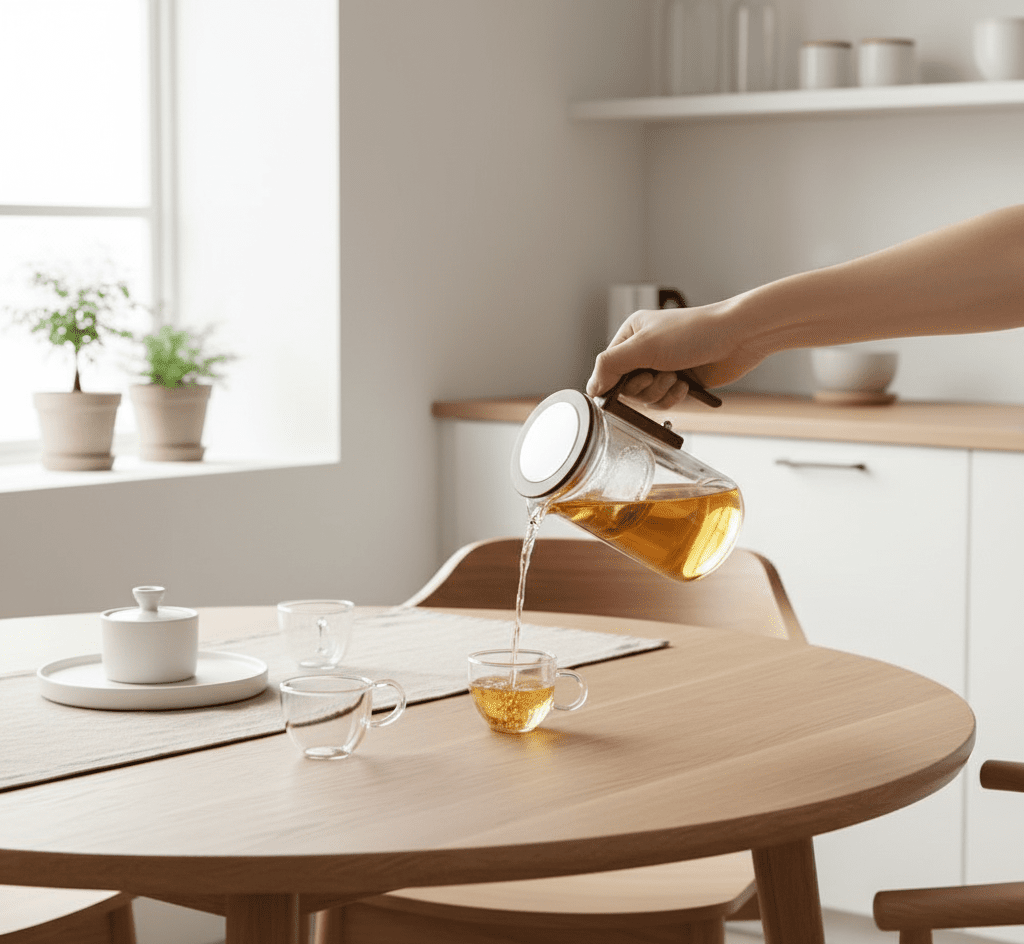 Teapot with Stainless Steel Filter, Heat-Resistant Body and Drip-Free Spout