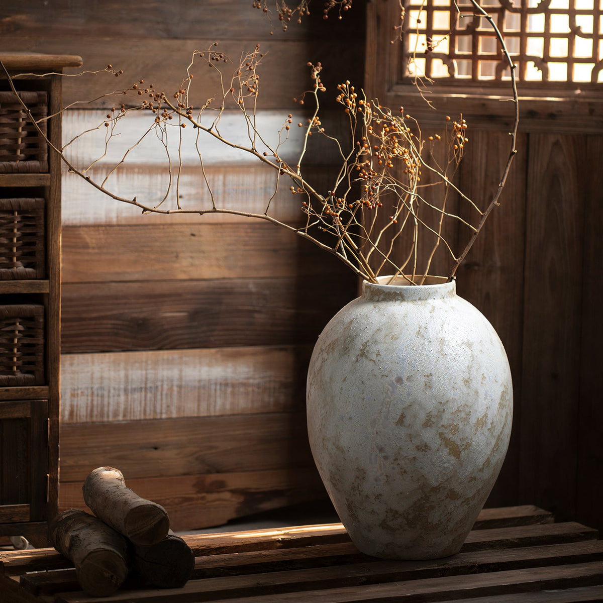 Vase in Hand-Glazed Ceramic with Rounded Form, Wabi-Sabi Style