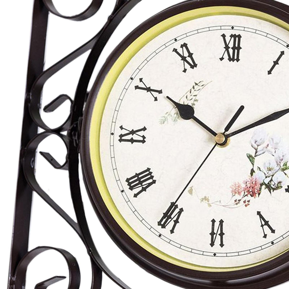 Wall Clock in Metal, Double-Sided Station Style with Silent Movement