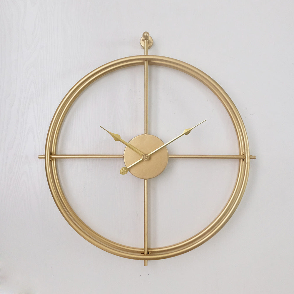 Wall Clock in Powder-Coated Wrought Iron with Open Double Ring