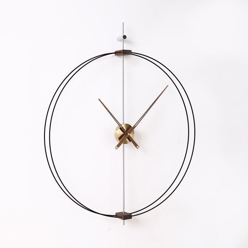 Wall Clock Wood and Brushed, Double Ring Design