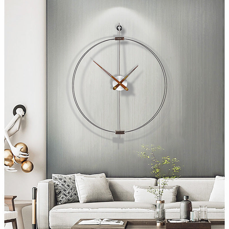 Wall Clock Wood and Brushed, Double Ring Design