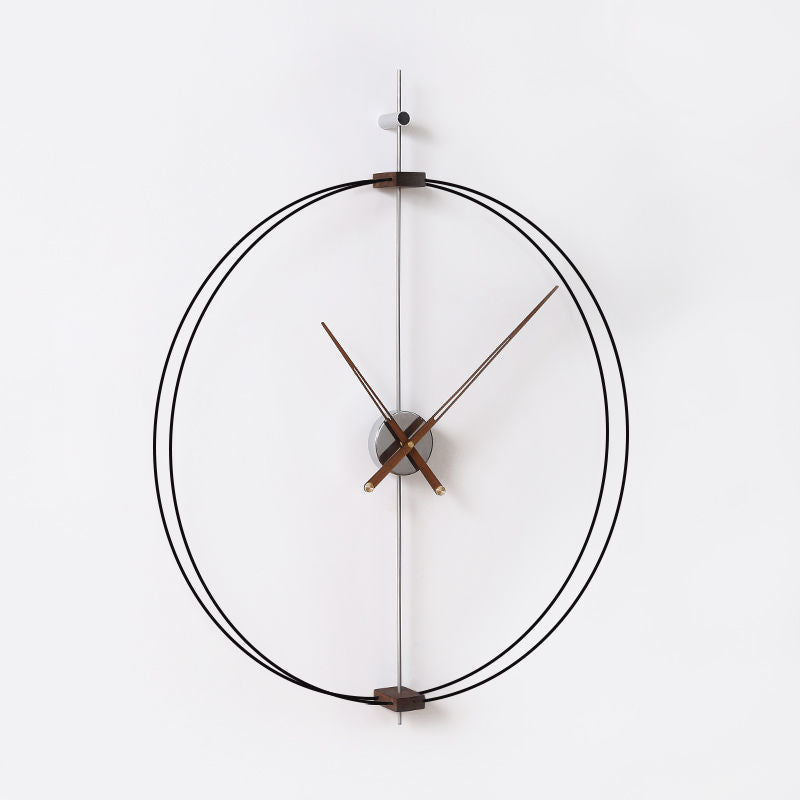 Wall Clock Wood and Brushed, Double Ring Design