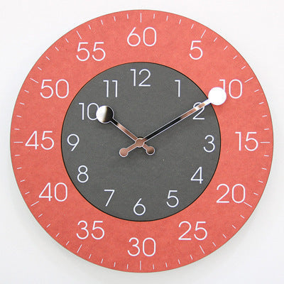Wall Clock, Round Frameless Design with Contrasting Two-Tone Dial