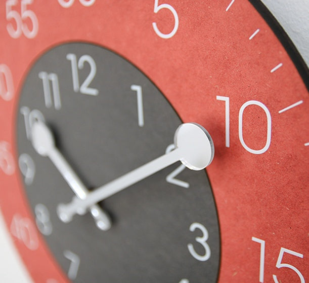 Wall Clock, Round Frameless Design with Contrasting Two-Tone Dial