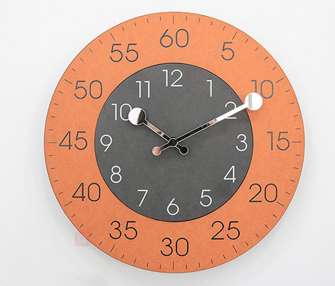 Wall Clock, Round Frameless Design with Contrasting Two-Tone Dial