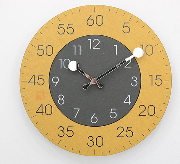 Wall Clock, Round Frameless Design with Contrasting Two-Tone Dial