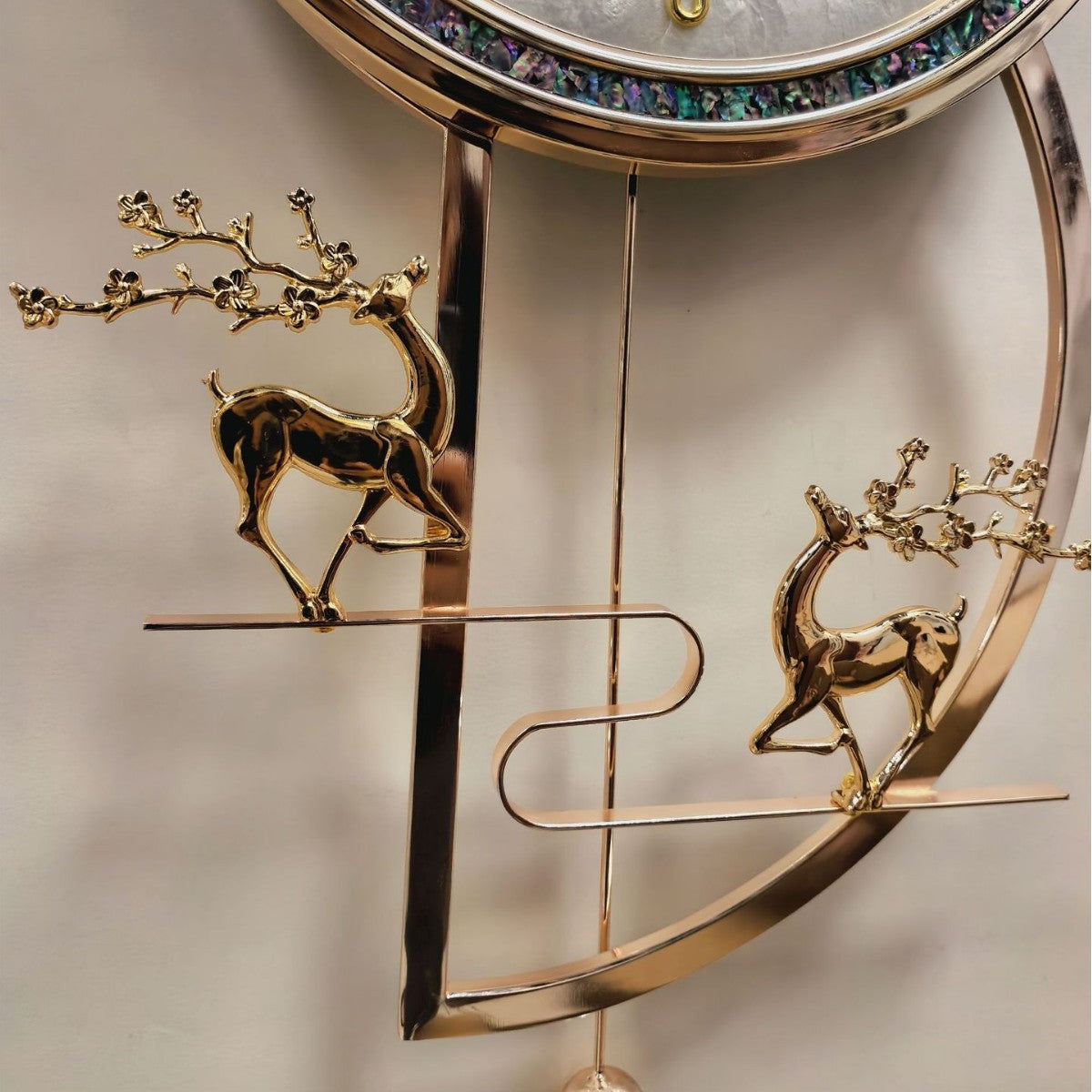 Wall Clock with Pendulum, Mother-of-Pearl Dial and Metal Frame