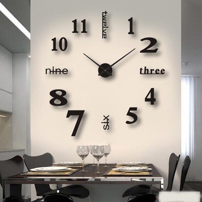 Wall Clock with Quartz Movement, Frameless Design and Raised Hour Markers