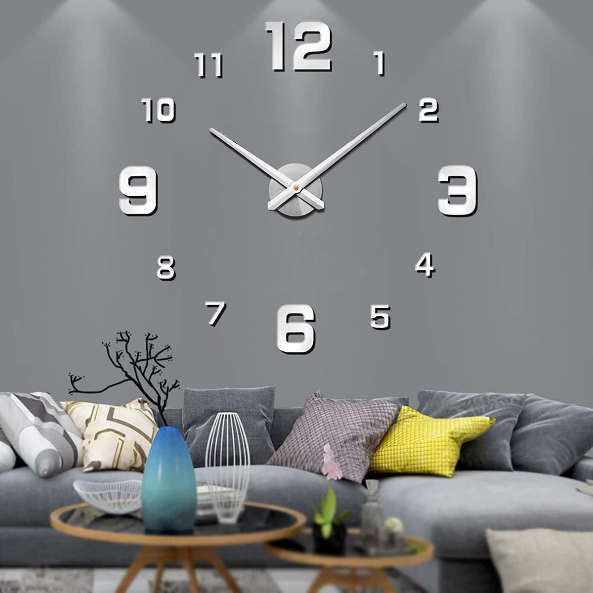 Wall Clock with Quartz Movement, Frameless Design and Raised Hour Markers
