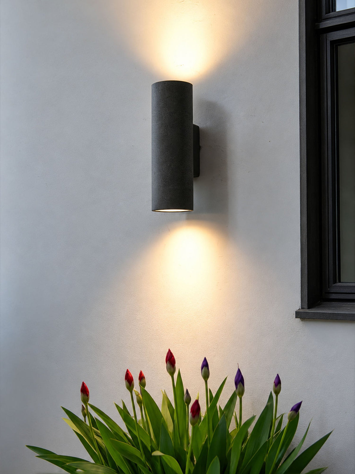 Wall Light in Hand-Finished Microcement, IP65 Outdoor Up-and-Down Lighting