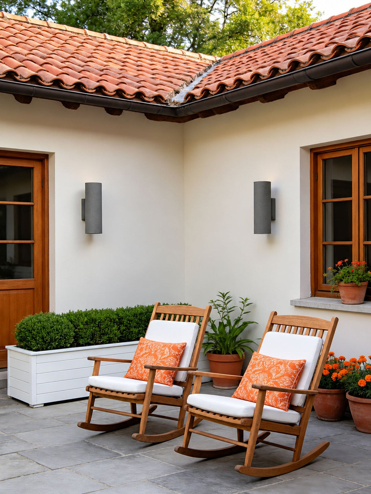 Wall Light in Hand-Finished Microcement, IP65 Outdoor Up-and-Down Lighting