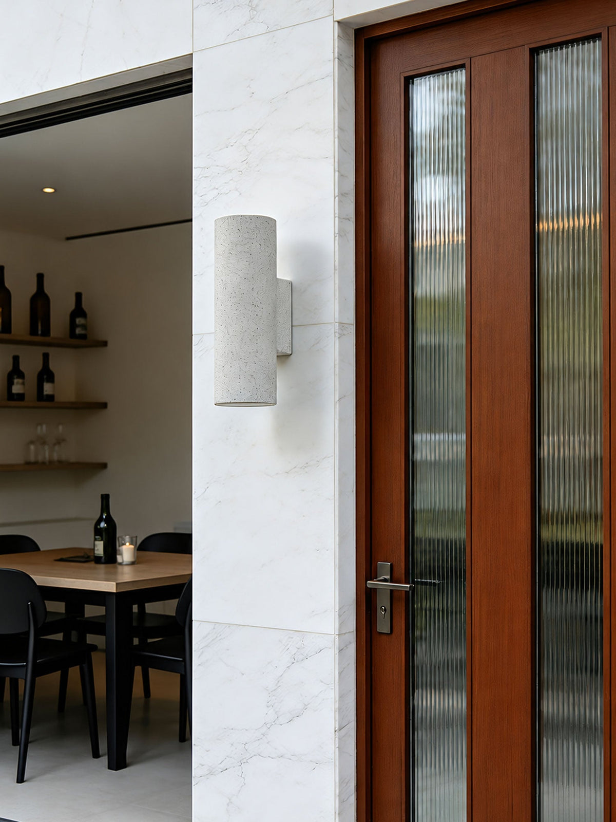 Wall Light in Hand-Finished Microcement, IP65 Outdoor Up-and-Down Lighting