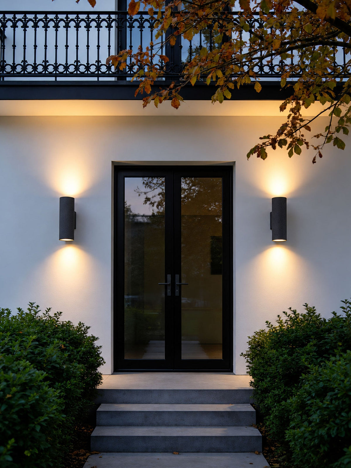 Wall Light in Hand-Finished Microcement, IP65 Outdoor Up-and-Down Lighting