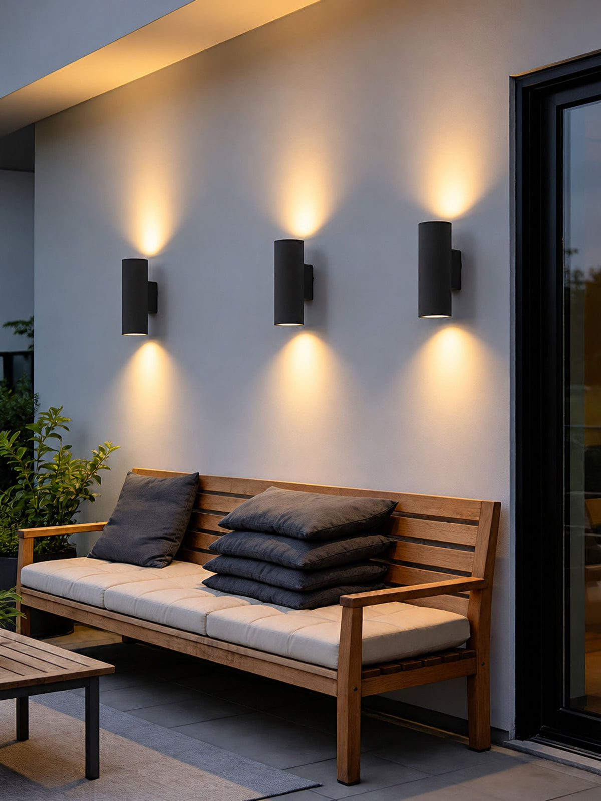 Wall Light in Hand-Finished Microcement, IP65 Outdoor Up-and-Down Lighting