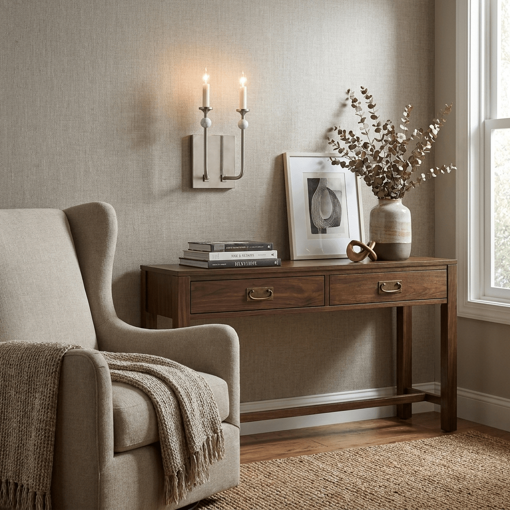 Wall Light in Metal with Marble Spheres, Candle-Style Sconce