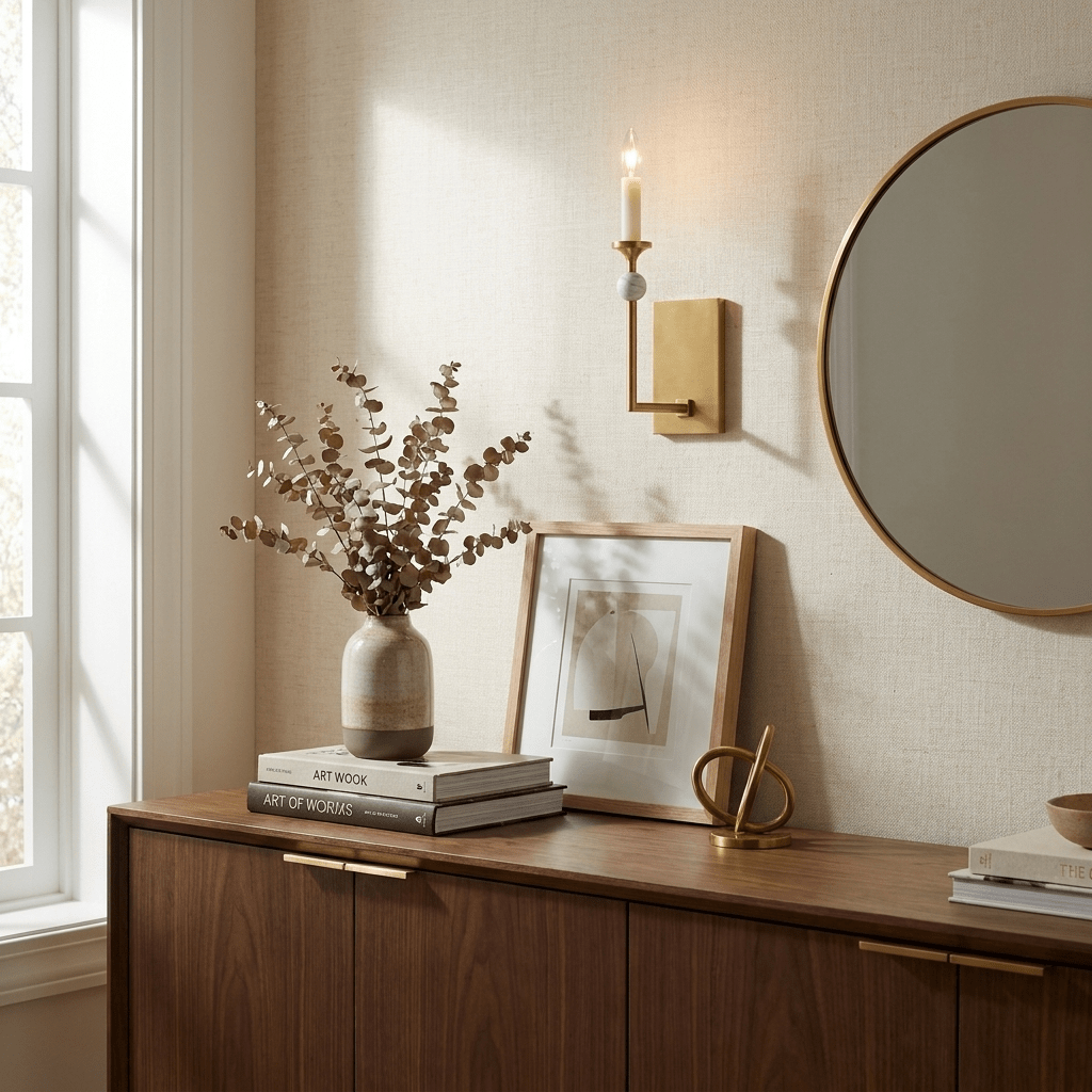 Wall Light in Metal with Marble Spheres, Candle-Style Sconce