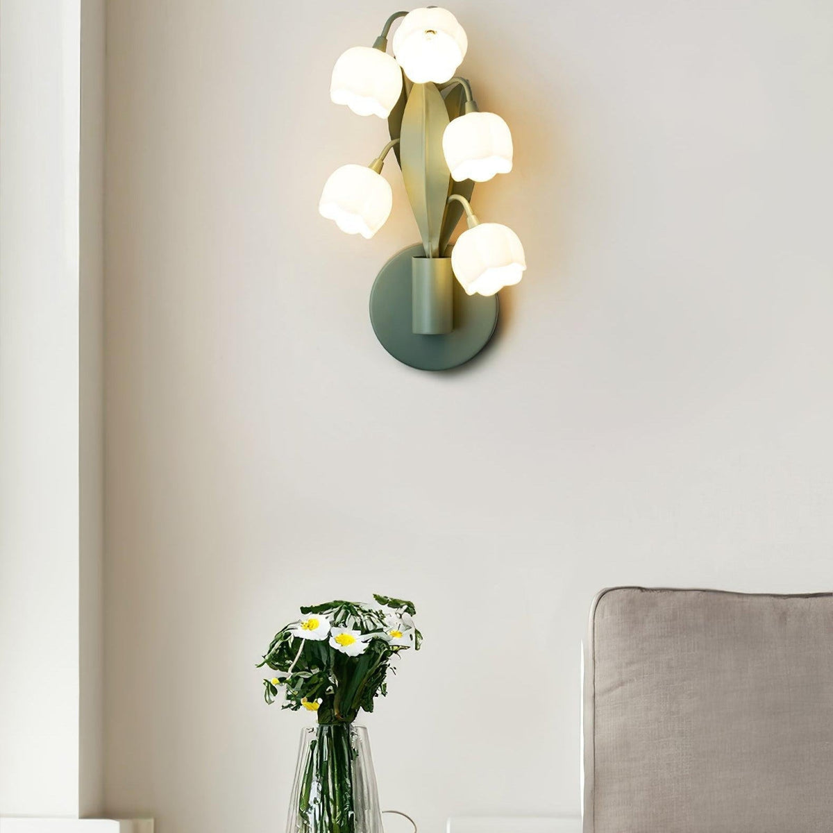 Wall Light with G4 Fitting, Floral Shades and Botanical Leaves