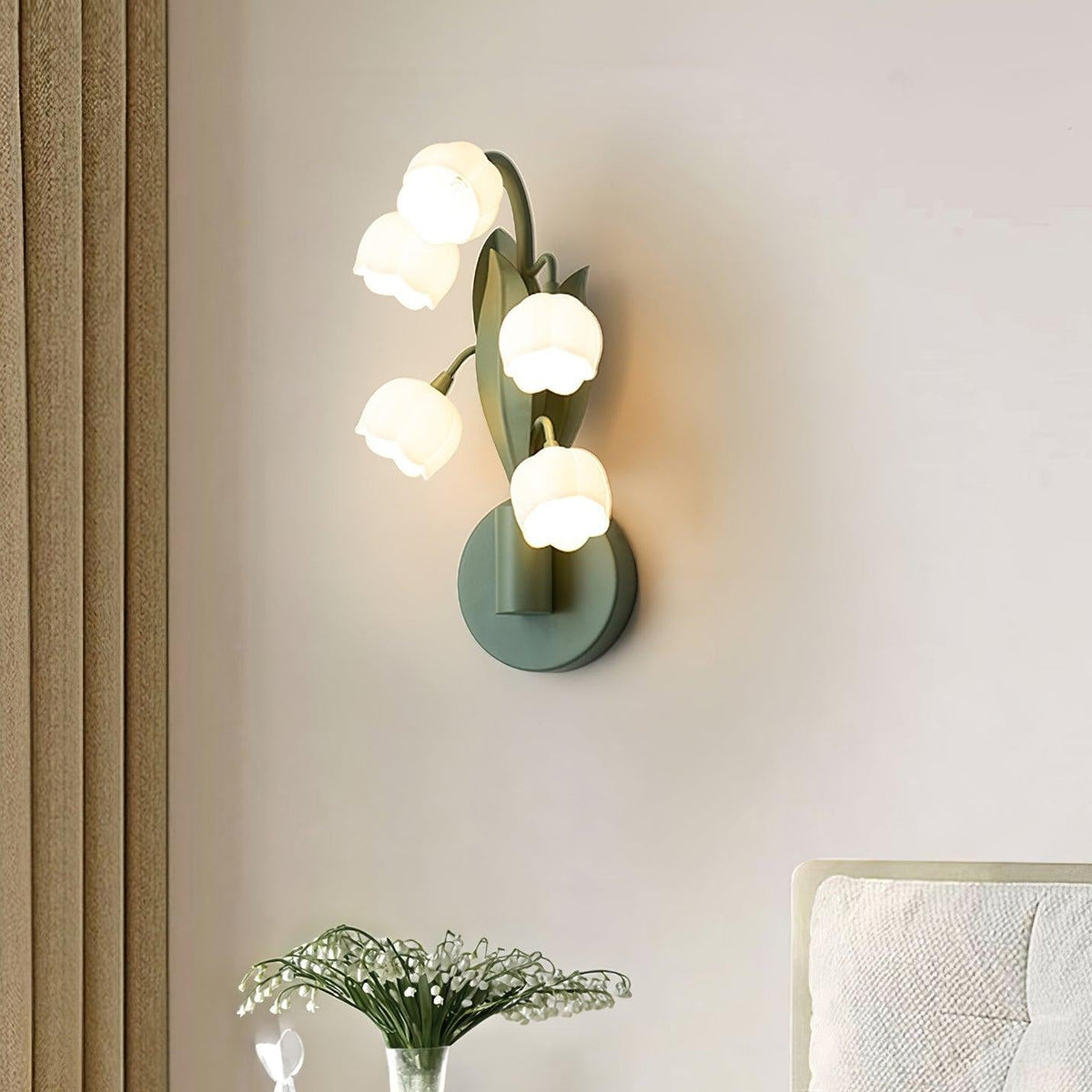 Wall Light with G4 Fitting, Floral Shades and Botanical Leaves
