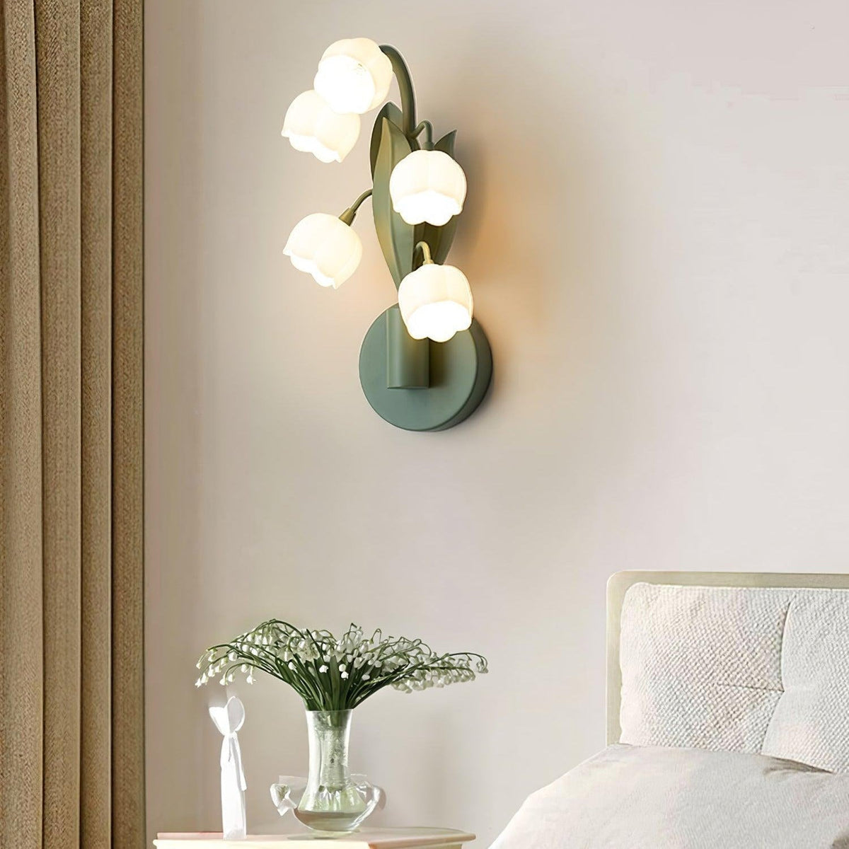 Wall Light with G4 Fitting, Floral Shades and Botanical Leaves
