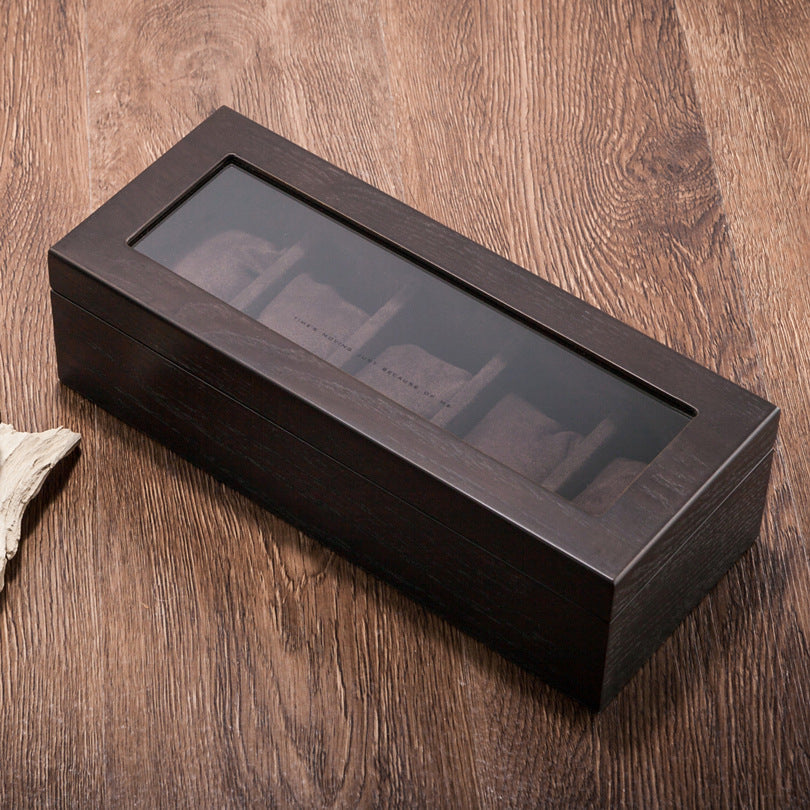 Watch Box in Solid Wood with Glass Lid and Velvet Padding