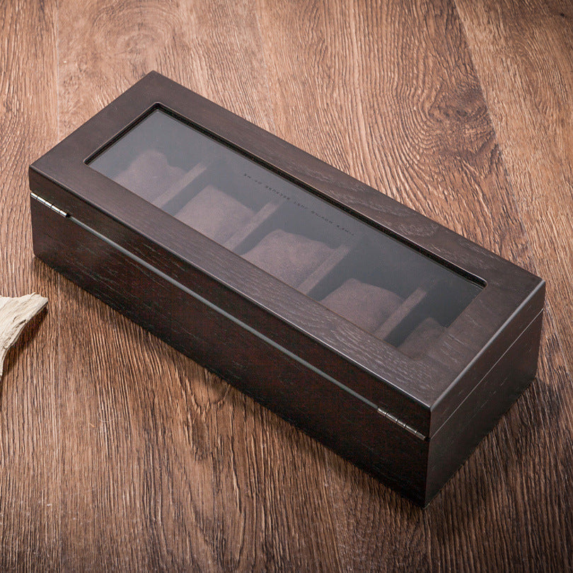 Watch Box in Solid Wood with Glass Lid and Velvet Padding