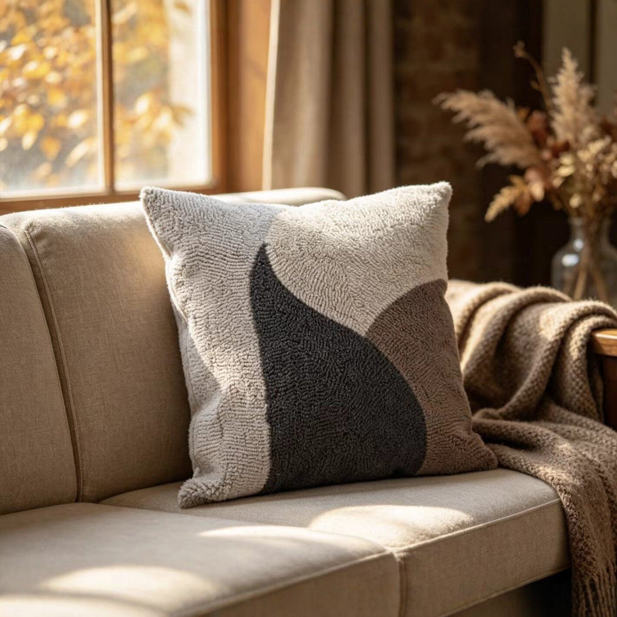 Chenille Decorative Cushion with Abstract Pattern